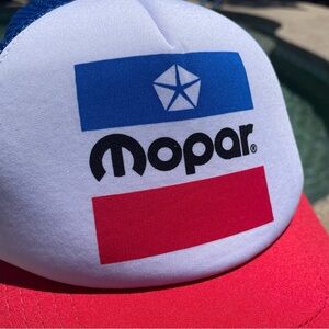 Mopar Cap Red Blue & White Logo Mesh Back Trucker Hat